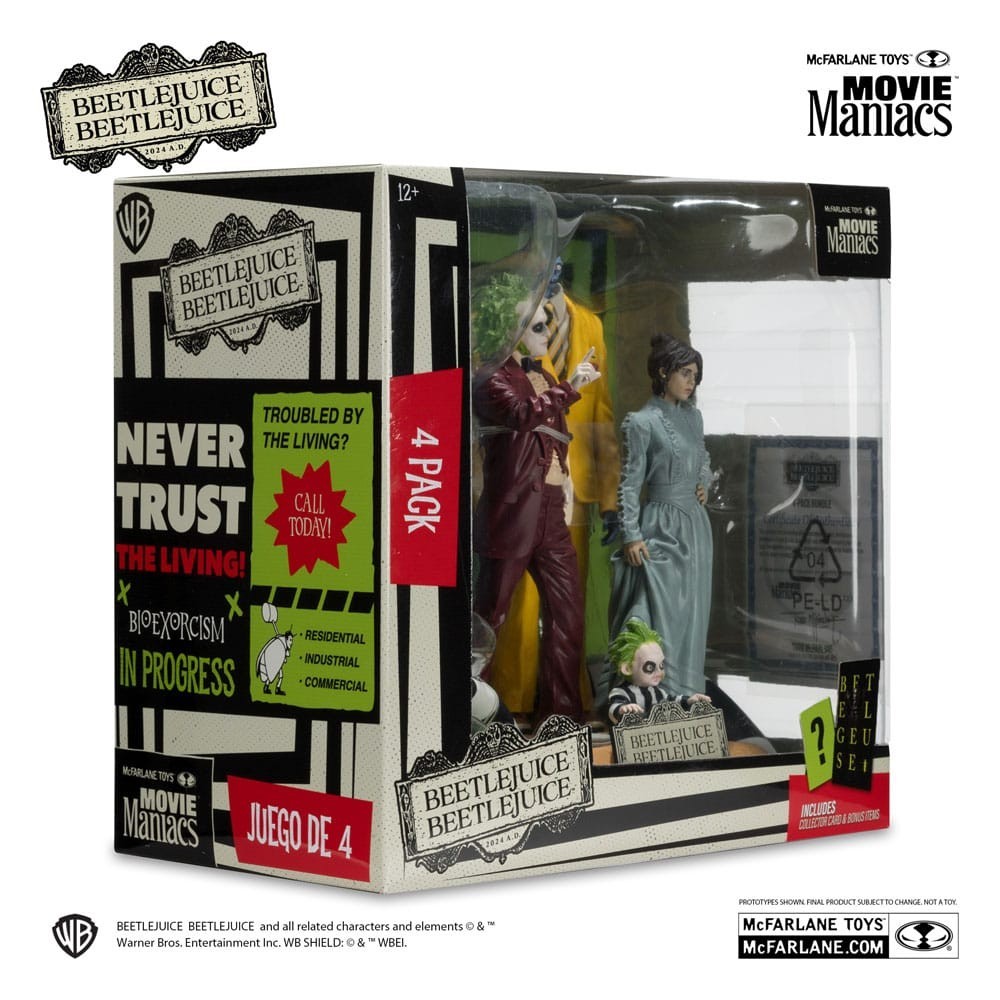 MC FARLANE BEETLEJUICE 2 MOVIE MANIACS BEETLEJUICE 4-PACK PVC ACTION FIGURES