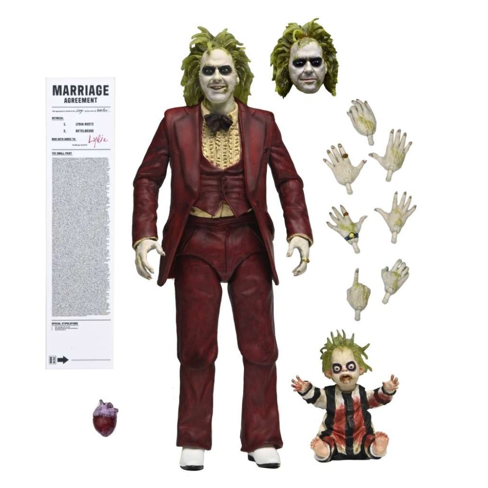 NECA BEETLEJUICE BEETLEJUICE ULTIMATE RED TUXEDO BETTLEJUICE PVC ACTION FIGURE