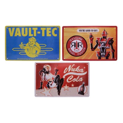 FALLOUT BRANDS SET 3X TARGHE IN LATTA 18X28CM FANATTIK