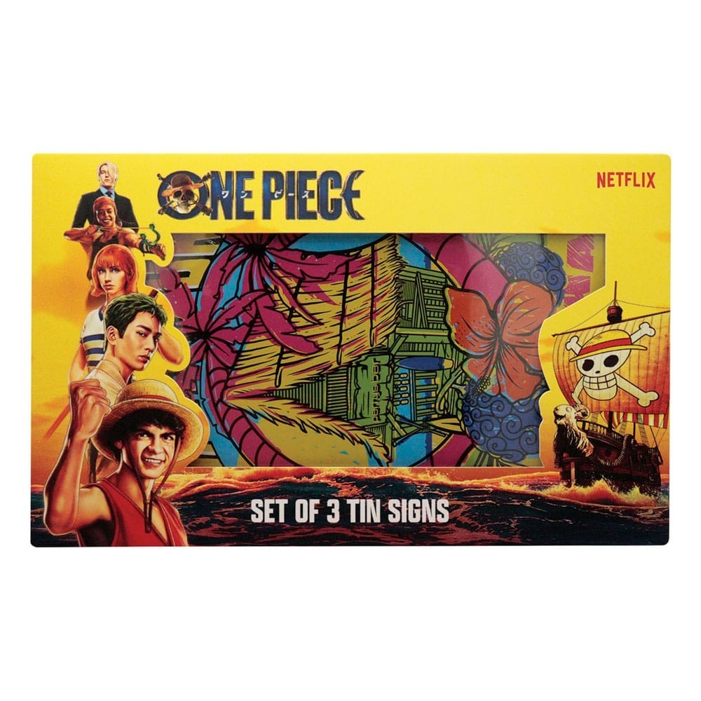 ONE PIECE NETFLIX SET 3X TARGHE IN LATTA 18X28CM FANATTIK