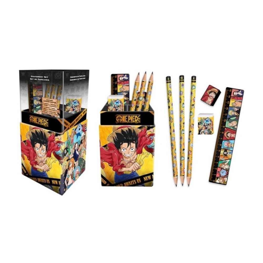 KIDS LICENSING ONE PIECE THE NEW WORLD STATIONERY SET WITH PENCIL HOLDER