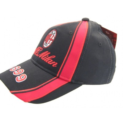 CAPPELLO BASEBALL CAP AC MILAN UFFICIALE NERO SCRITTA ROSSA