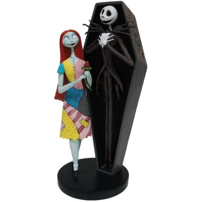 THE NIGHTMARE BEFORE CHRISTMAS JACK AND SALLY COFFIN STATUA FIGURE ENESCO