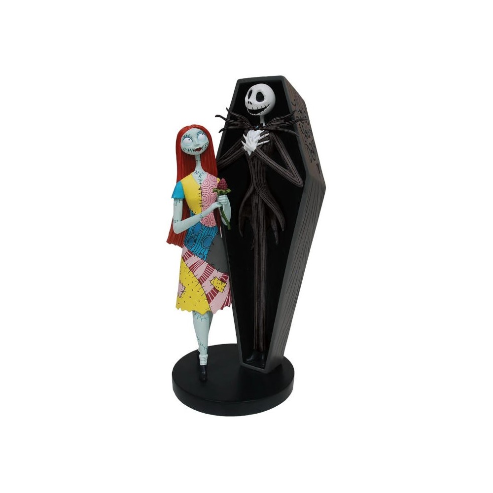 THE NIGHTMARE BEFORE CHRISTMAS JACK AND SALLY COFFIN STATUA FIGURE ENESCO