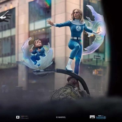 FANTASTIC FOUR FIRST STEPS INVISIBLE WOMAN & FRANKLIN ART SCALE STATUA IRON STUDIOS