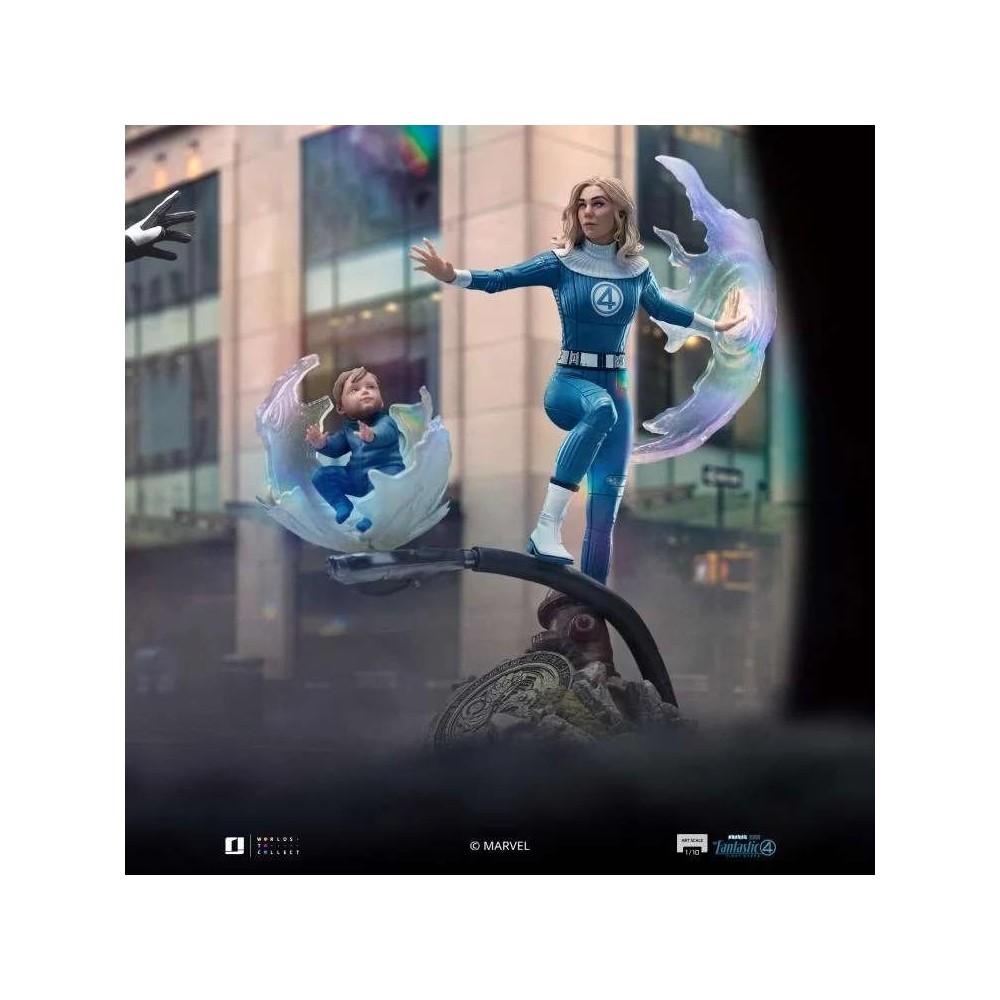 FANTASTIC FOUR FIRST STEPS INVISIBLE WOMAN & FRANKLIN ART SCALE STATUA IRON STUDIOS