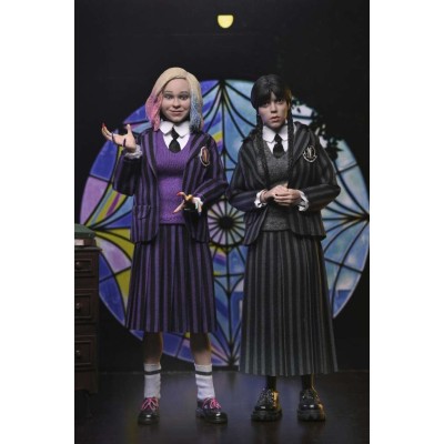 WEDNESDAY ADDAMS & ENID NEVERMORE UNIFORM CLOTHED ACTION FIGURE NECA