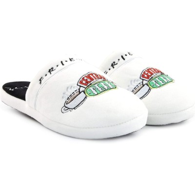 GROOVY UK  FRIENDS CENTRAL PERK WHITE SLIPPERS SIZE EU 35-38