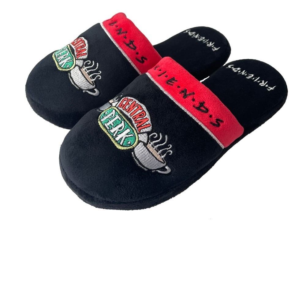 GROOVY UK  FRIENDS CENTRAL PERK BLACK SLIPPERS SIZE EU 35-38