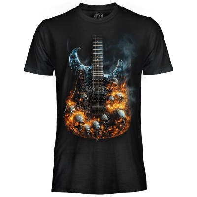 T SHIRT CHILDREN DARK EMBER SKULLS GUITAR