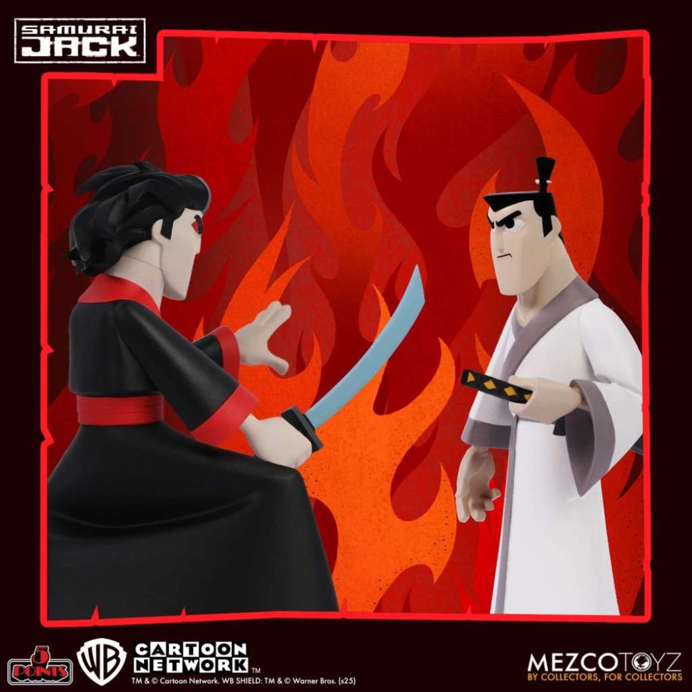 SAMURAI JACK 5 POINTS DELUXE SET 3X ACTION FIGURES MEZCO TOYS