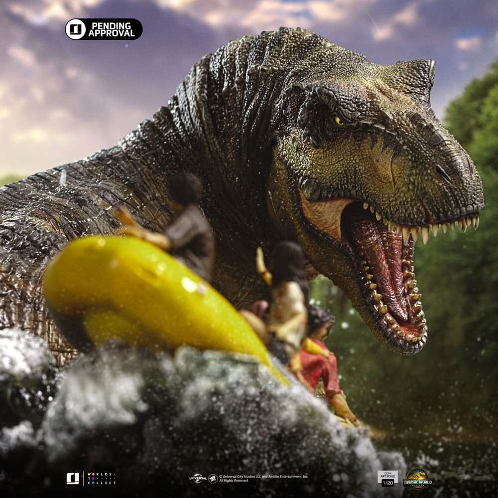 IRON STUDIOS JURASSIC WORLD REBIRTH T-REX RIVER SCENE DEMI ART SCALE 1/20 STATUE RESIN FIGURE