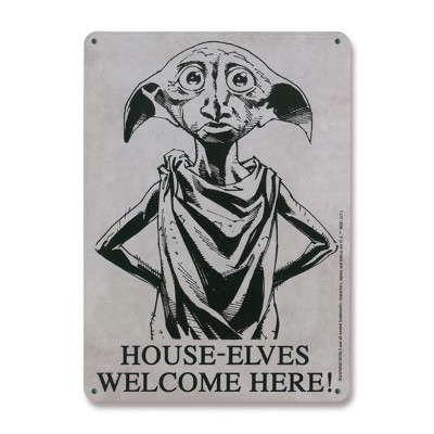 HARRY POTTER HOUSE-ELVES WELCOME HERE TIN SIGN TARGA LOGOSHIRT