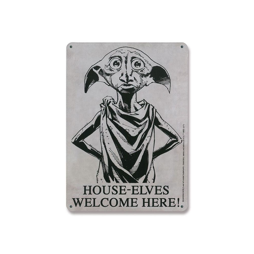 HARRY POTTER HOUSE-ELVES WELCOME HERE TIN SIGN TARGA LOGOSHIRT