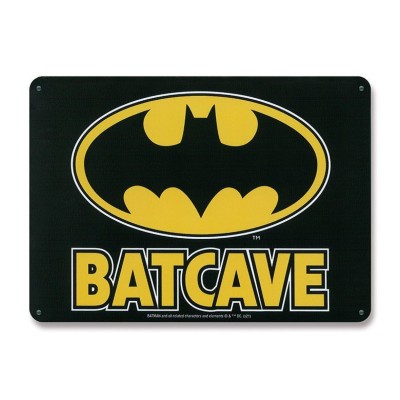 LOGOSHIRT BATMAN LOGO BATCAVE TIN SIGN 15 X 21 CM
