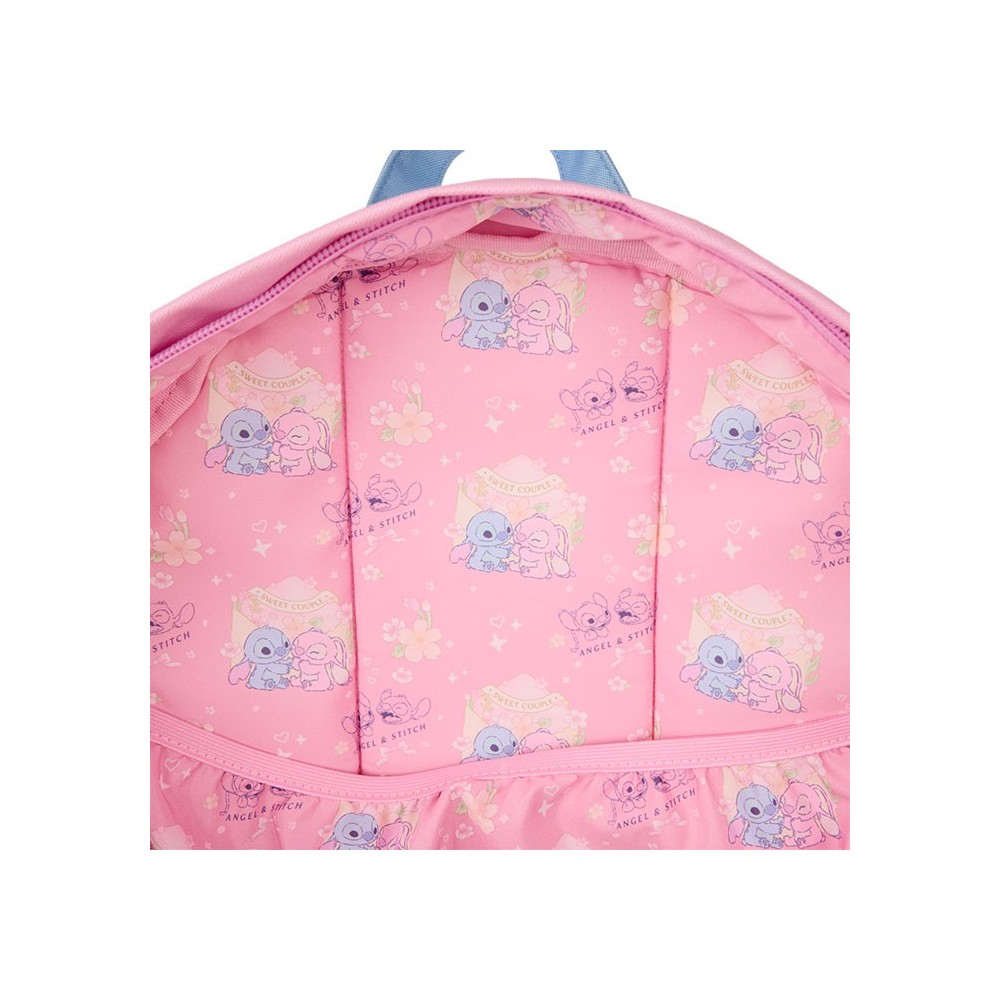LOUNGEFLY STITCH AND ANGEL ALL OVER PRINT NYLON FULL SIZE BACKPACK