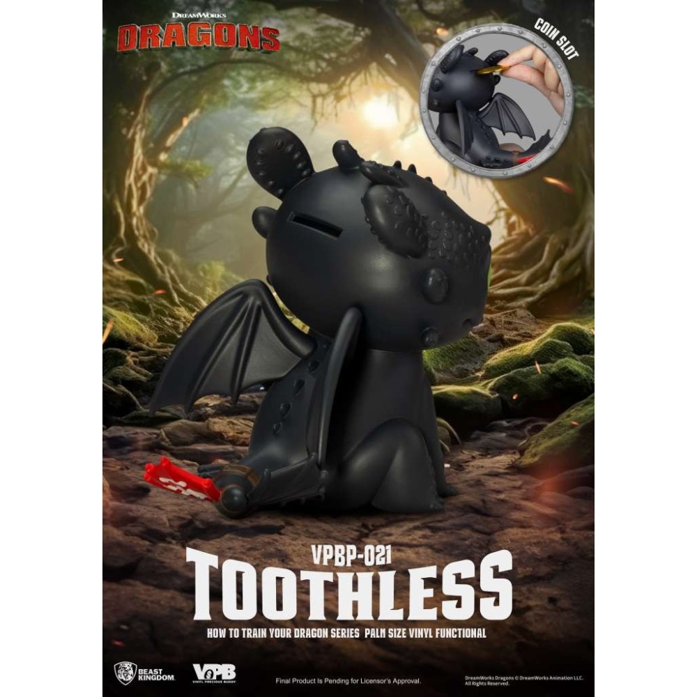 BEAST KINGDOM HOW TO TRAIN YOUR DRAGON TOOTHLESS PALM SIZE VYNIL BANK