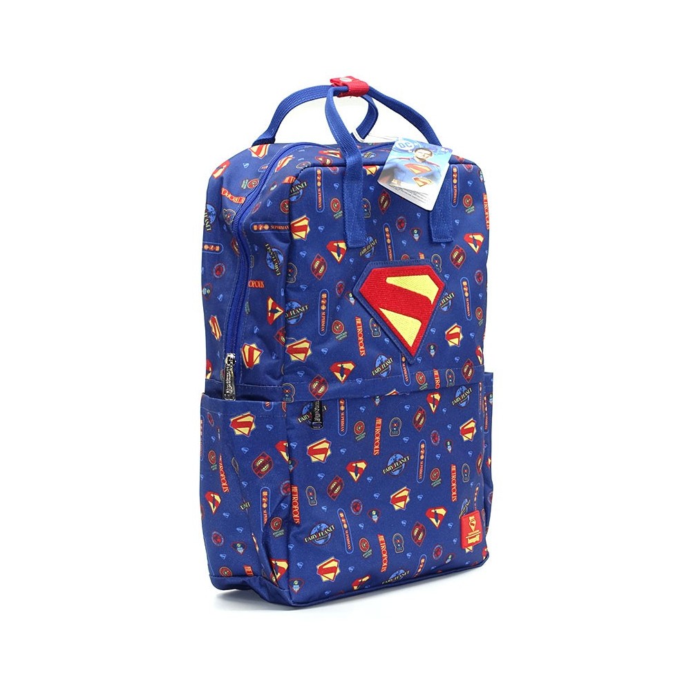 LOUNGEFLY SUPERMAN ALL OVER PRINT NYLON FULL SIZE BACKPACK