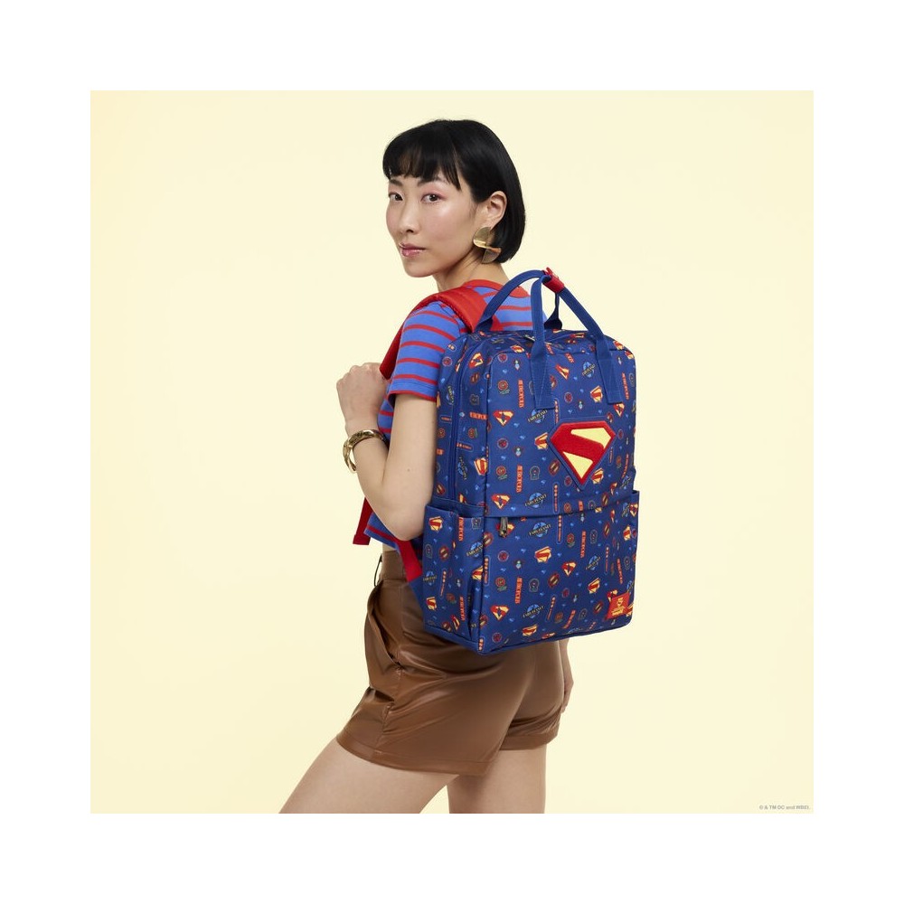 LOUNGEFLY SUPERMAN ALL OVER PRINT NYLON FULL SIZE BACKPACK