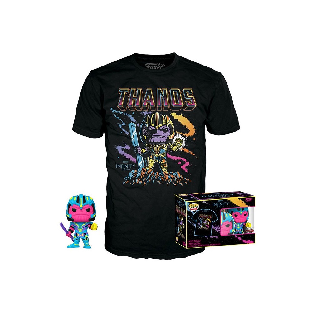 FUNKO FUNKO POP! TEE MARVEL THANOS BLACKLIGHT FIGURE AND TSHIRT S SIZE