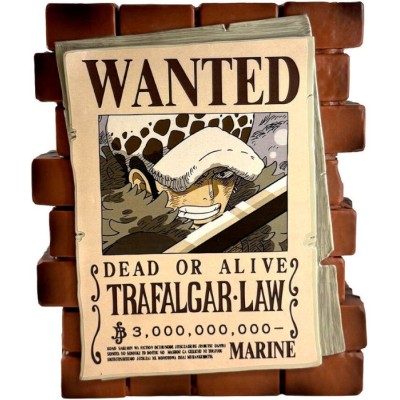 PLASTOY ONE PIECE POSTER WANTED TRAFALGAR LAW COIN BANK