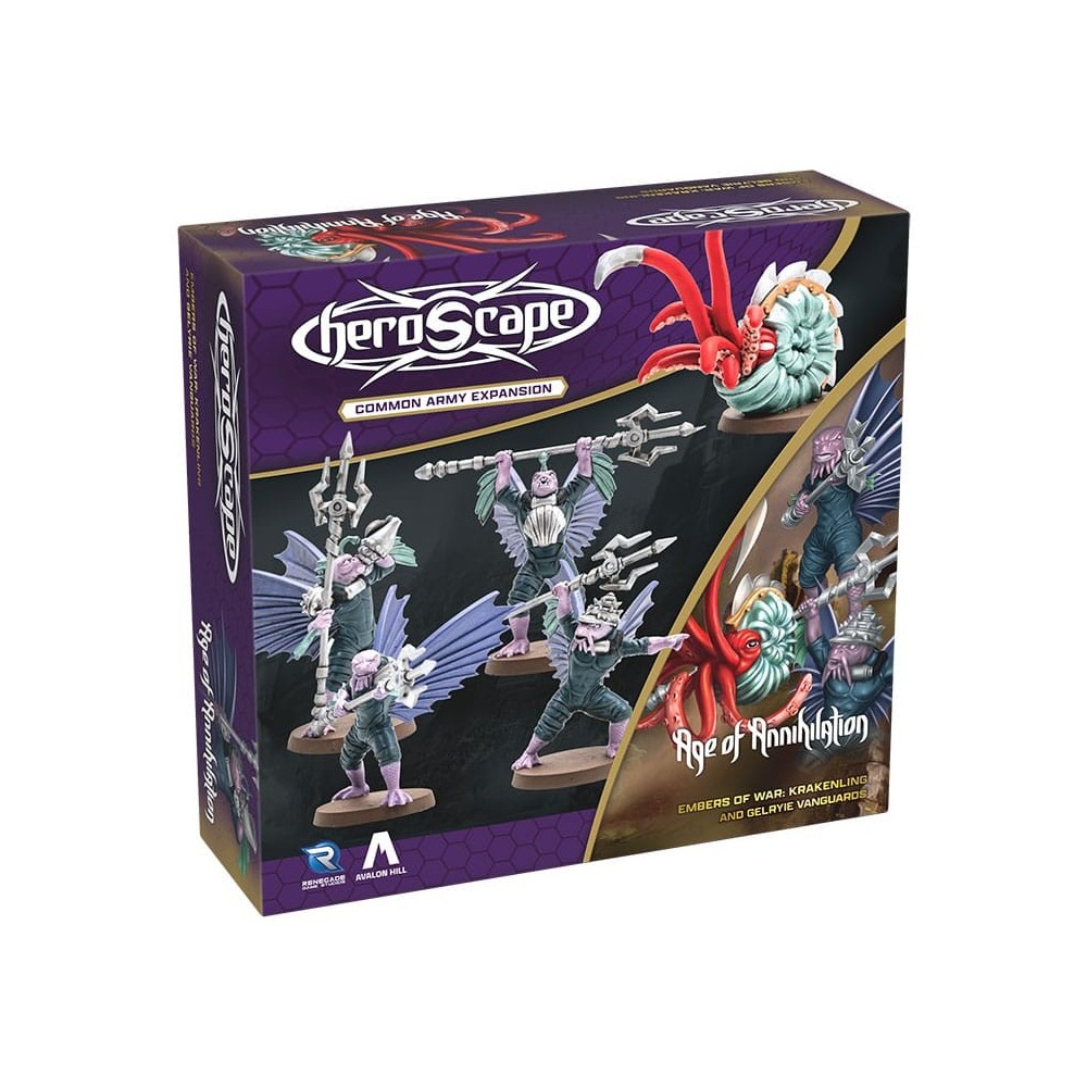 HEROSCAPE AGE OF ANNIHILATION EMBERS OF WAR KRAKENLING AND GELRYIE VANGUARDS MINIATURE RENEGADE GAME STUDIOS