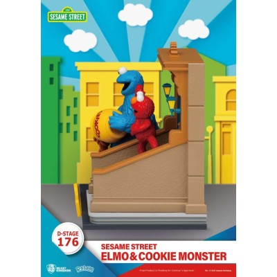 D-STAGE SESAME STREET ELMO & COOKIE MONSTER STATUA FIGURE DIORAMA BEAST KINGDOM