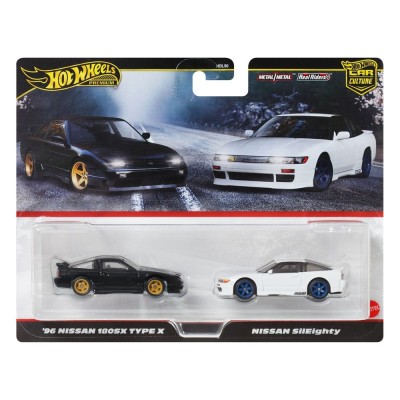 MATTEL HOT WHEELS PREMIUM CAR CULTURE 2-PACK NISSAN 180SX TYPE X AND NISSAN SILEIGHTY 1/64 DIECAST MODELS
