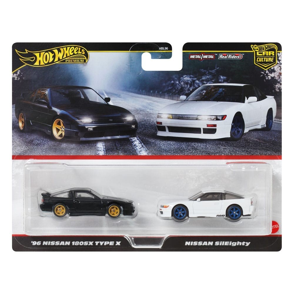 MATTEL HOT WHEELS PREMIUM CAR CULTURE 2-PACK NISSAN 180SX TYPE X AND NISSAN SILEIGHTY 1/64 DIECAST MODELS