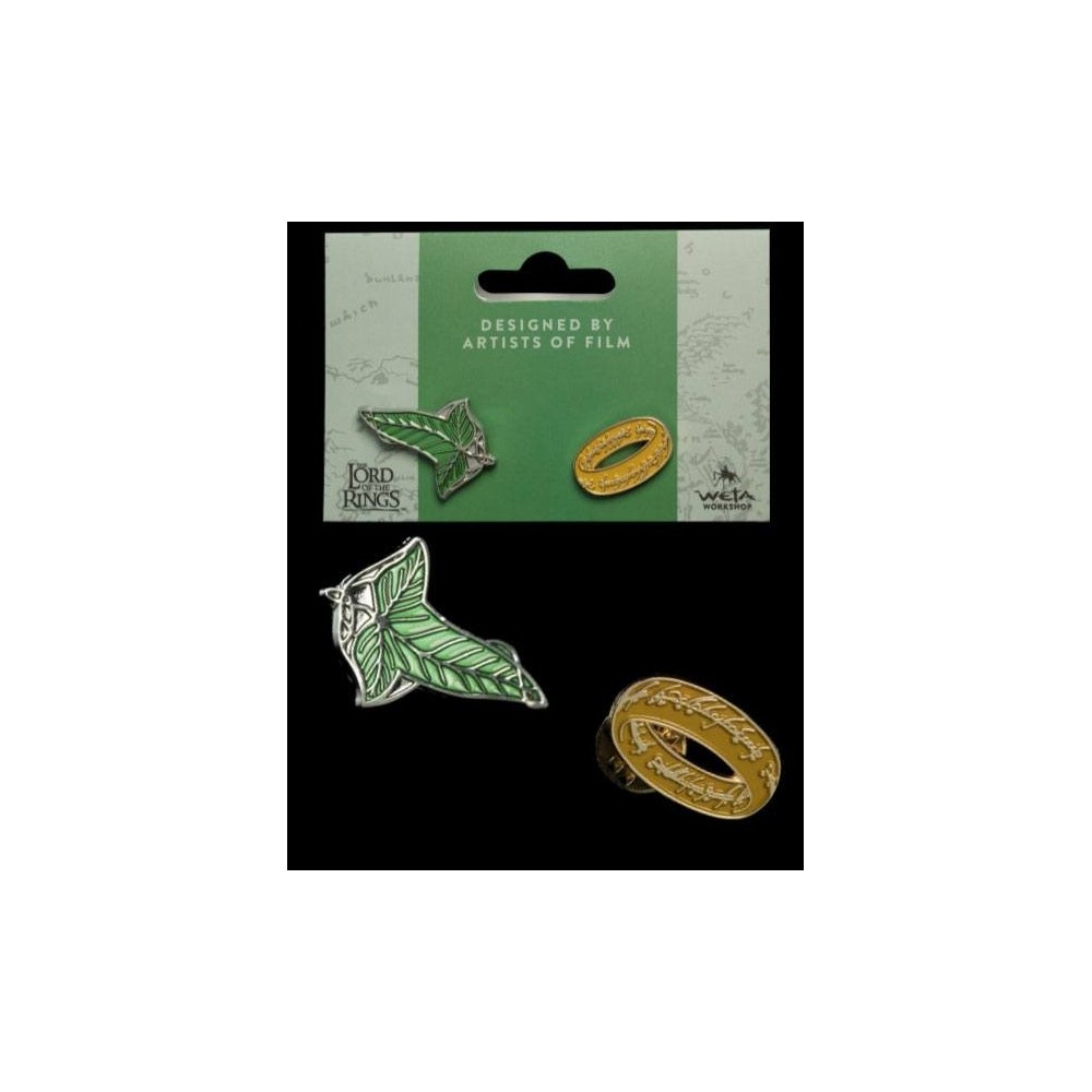 WETA LORD OF THE RINGS ELFEN LEAF AND ONE RING COLLECTORS PINS 2-PACK