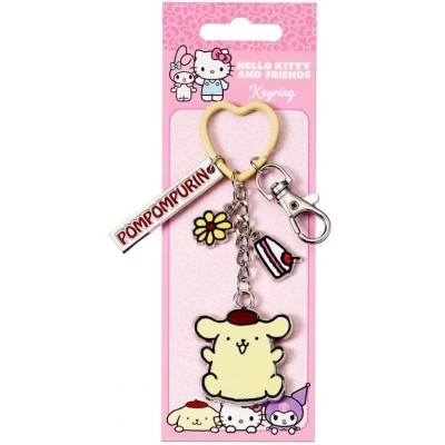 CARAT HELLO KITTY AND FRIENDS POMPOMPURIN WITH CHARMS METAL KEYRING
