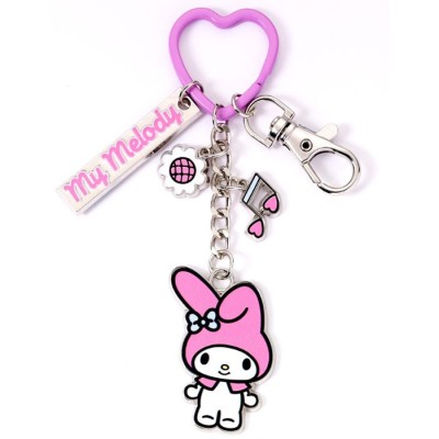 CARAT HELLO KITTY AND FRIENDS MY MELODY WITH CHARMS METAL KEYRING
