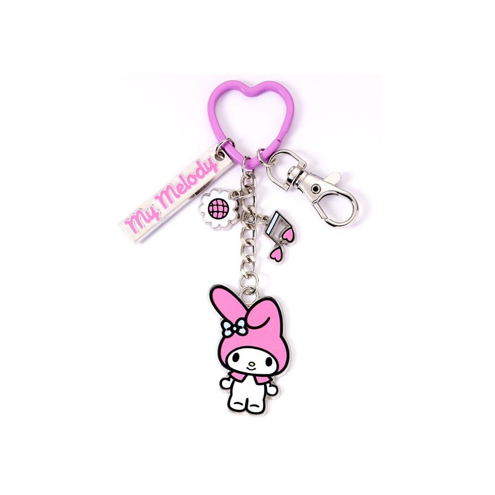 CARAT HELLO KITTY AND FRIENDS MY MELODY WITH CHARMS METAL KEYRING