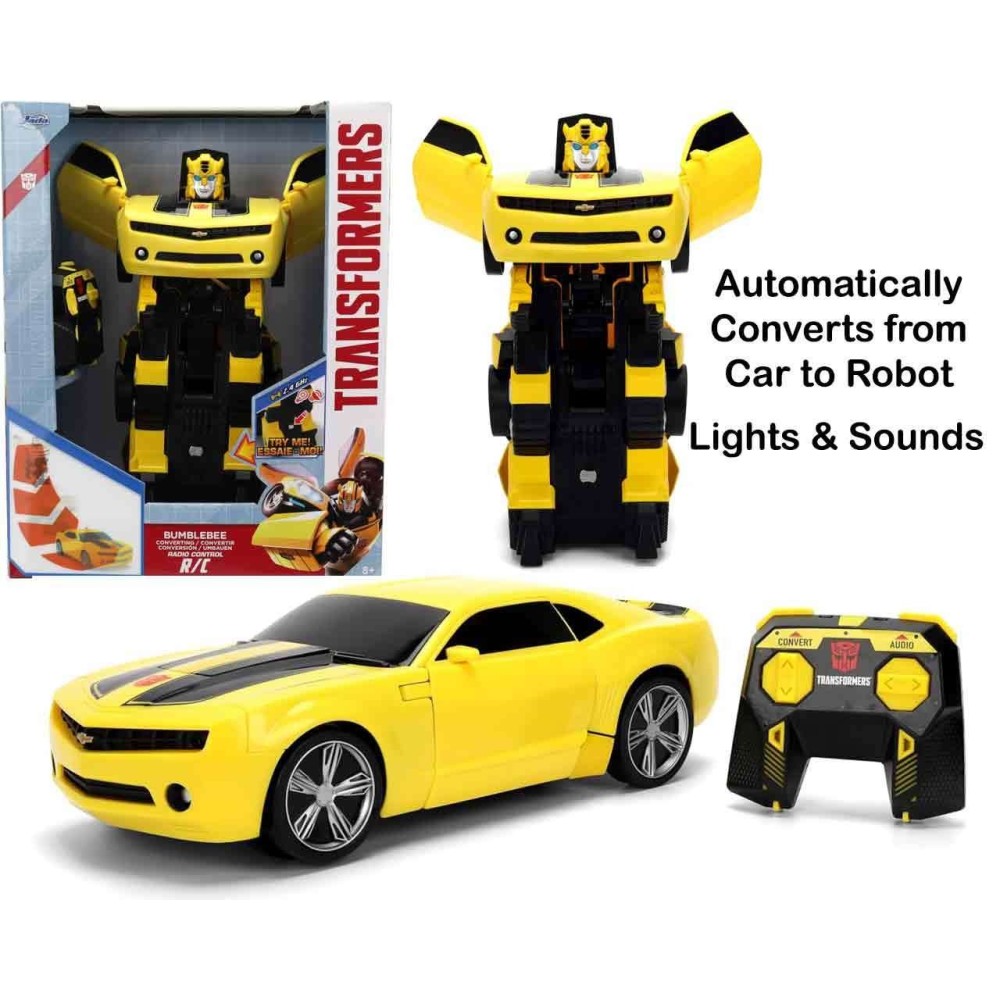 TRANSFORMERS BUMBLEBEE TRANSFORMING TO ROBOT MODEL REMOTE CONTROL JADA TOYS
