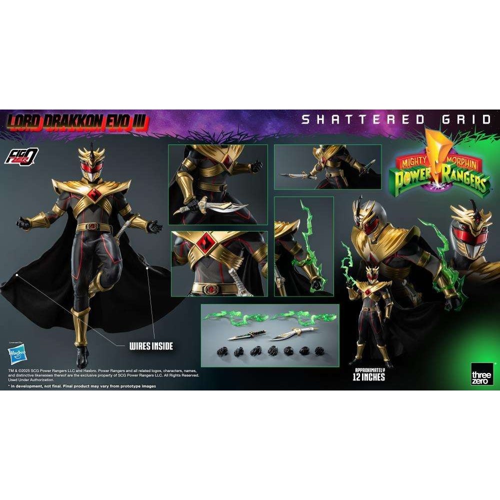 POWER RANGERS SHATTERED GRID LORD DRAKKON EVO III 30CM ACTION FIGURE THREEZERO