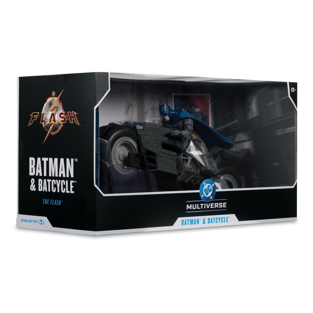 DC MULTIVERSE THE FLASH BATMAN AND BATCYCLE ACTION FIGURE MC FARLANE