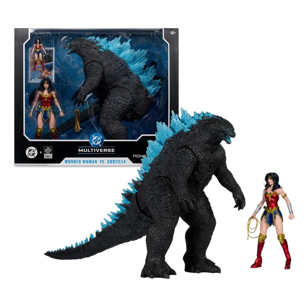 DC JUSTICE LEAGUE MONSTERVERSE WONDER WOMAN VS ATOMIC BLAST GODZILLA ACTION FIGURE MC FARLANE