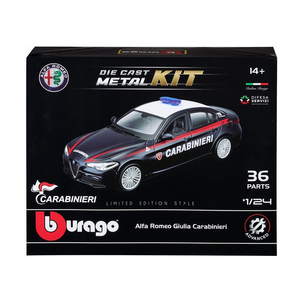 BBURAGO ALFA ROMEO GIULIA CARABINIERI DIE CAST METAL 1/24 MODEL KIT MODEL REPLICA