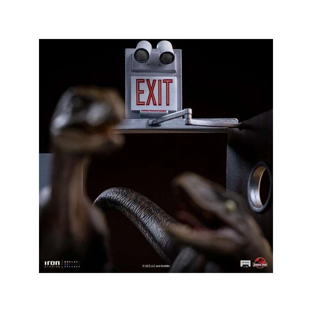 JURASSIC PARK RAPTORS AT THE KITCHEN DOOR ART SCALE 1/10 STATUA FIGURE IRON STUDIOS