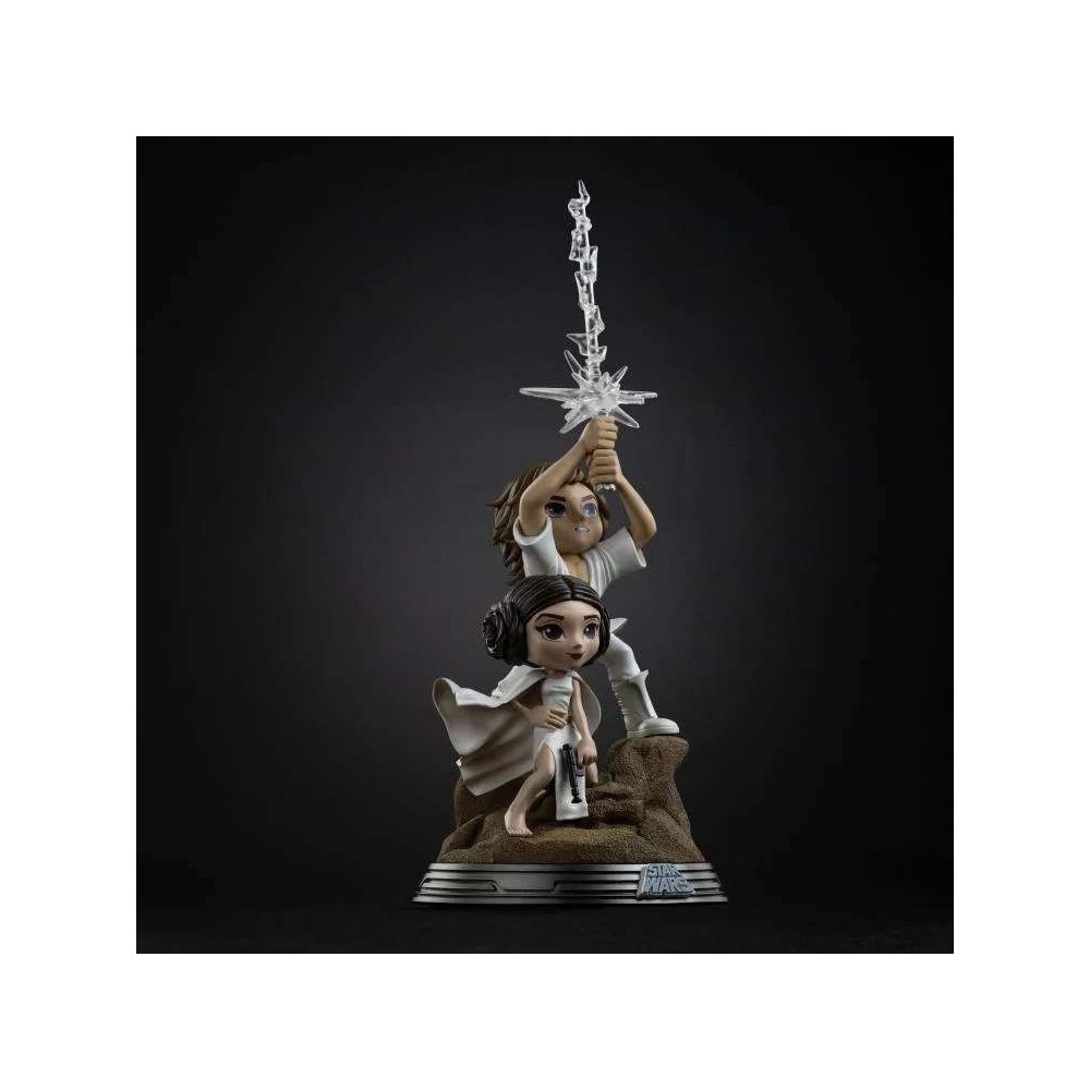 IRON STUDIOS STAR WARS LUKE SKYALKER AND LEIA ORGANA MINICO SERIES FIGURE STATUE