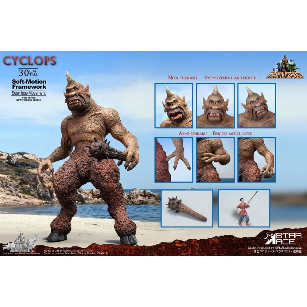 STAR ACE RAY HARRYHAUSEN SOFT-MOTION SERIES CYCLOPS STATUA DIORAMA