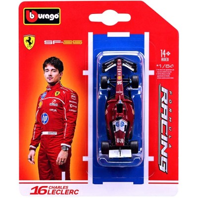 BBURAGO FERRARI SF-25 16 CHARLES LECLERC DIE CAST METAL 1/64 MODEL REPLICA