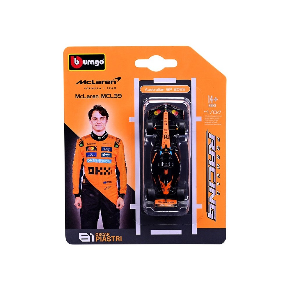 BBURAGO MCLAREN MCL39 81 OSCAR PIASTRI DIE CAST METAL 1/64 MODEL REPLICA