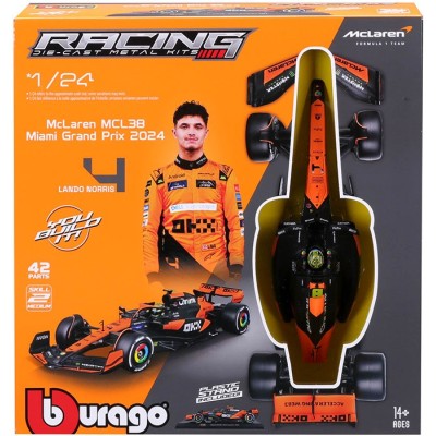 BBURAGO MCLAREN MCL38 LANDO NORRIS 4 DIE CAST METAL 1/24 MODEL KIT MODEL REPLICA