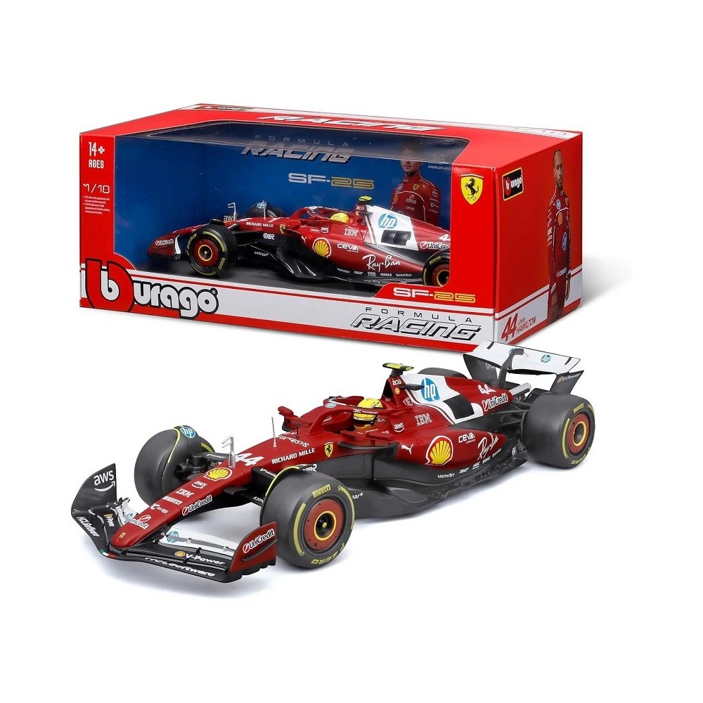 BBURAGO FERRARI SF-25 CON LEWIS HAMILTON DIE CAST METAL 1/18 MODEL REPLICA