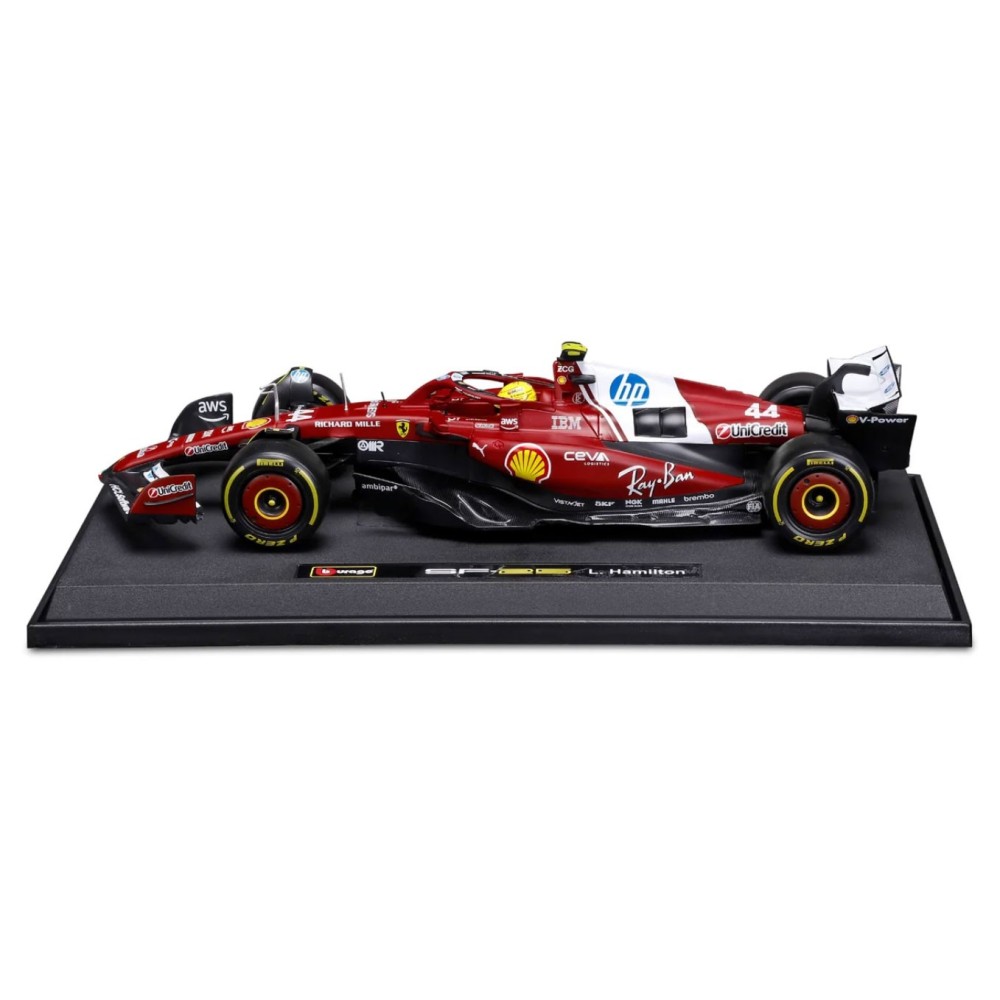 BBURAGO FERRARI SF-25 WITH LEWIS HAMILTON DIE CAST METAL 1/18 MODEL REPLICA