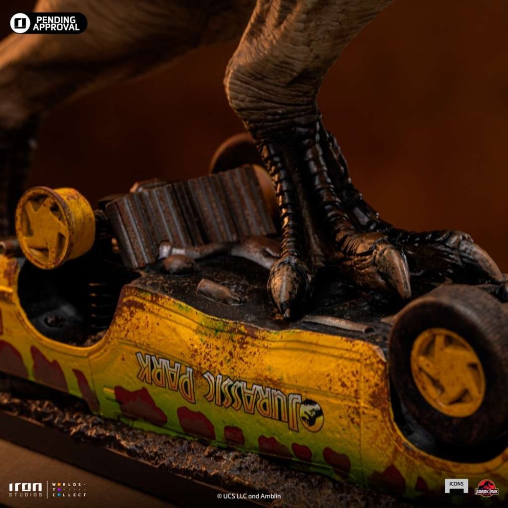 JURASSIC PARK ICONS T-REX ATTACK STATUA FIGURE IRON STUDIOS