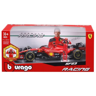 BBURAGO FERRARI SF-23 WITH CHARLES LECLERC DIE CAST METAL 1/24 MODEL REPLICA
