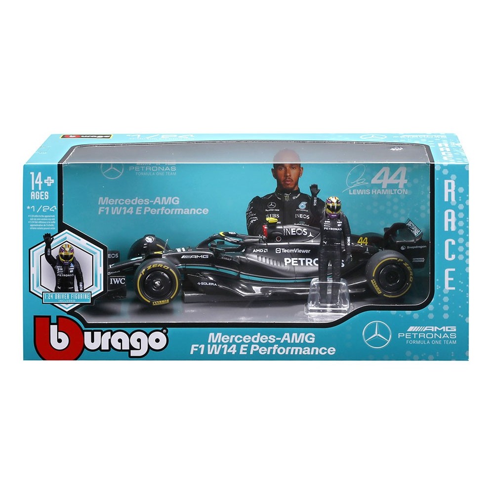 BBURAGO MERCEDES-AMG F1W14 CON LEWIS HAMILTON DIE CAST METAL 1/24 MODEL REPLICA