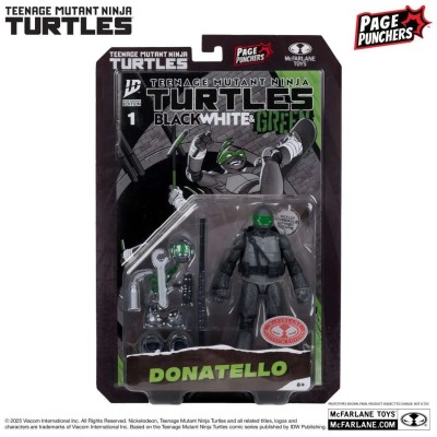MC FARLANE TEENAGE MUTANT NINJA TURTLES PAGE PUNCHERS DONATELLO B,W&G VARIANT ACTION FIGURE
